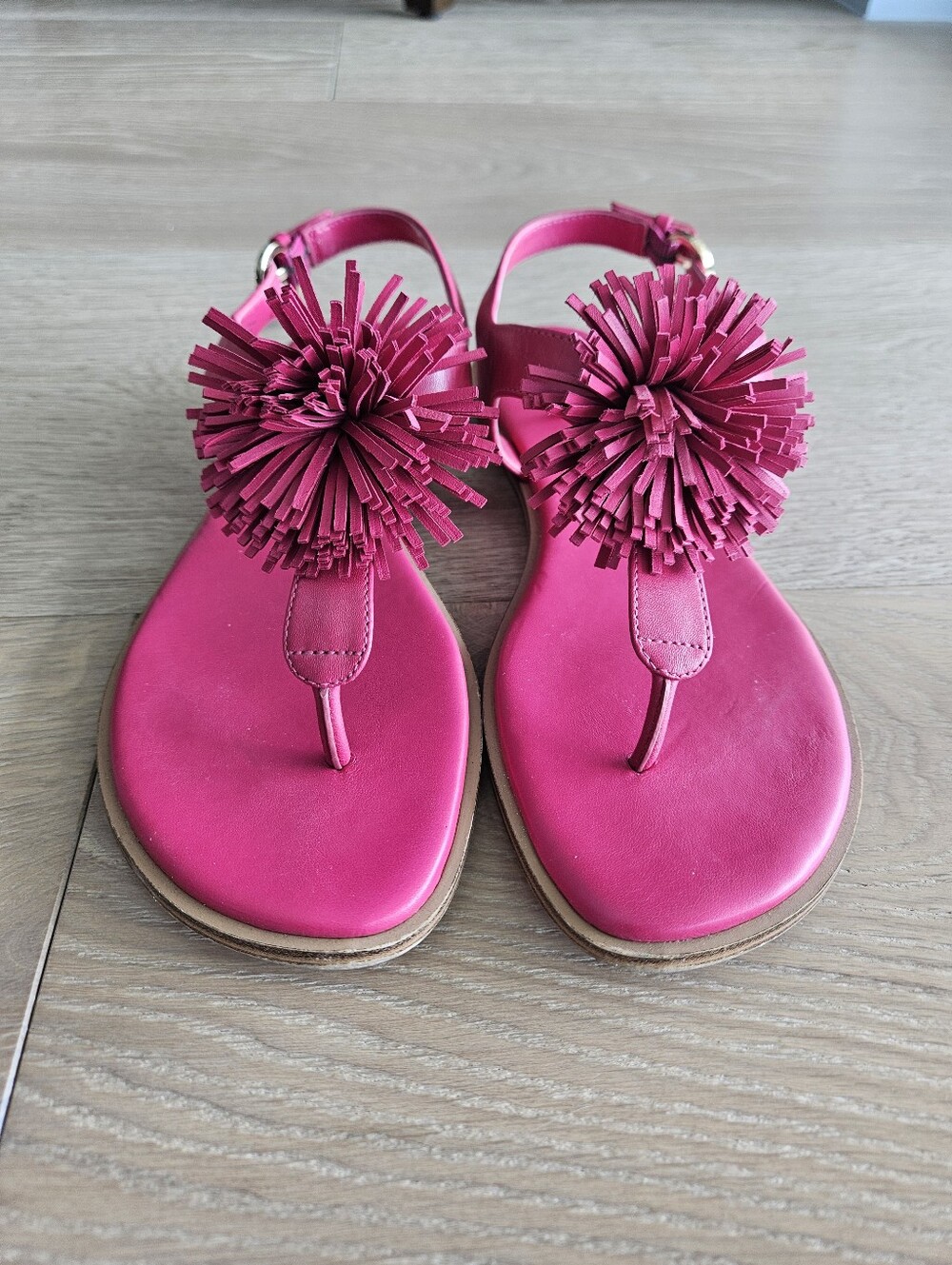 Michael Kors Fuchsia Pom Pom Sandals 7.5